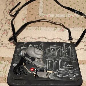 Braccialini Designer Grey Bag Applique Noir Woman City Detective. Prelov…